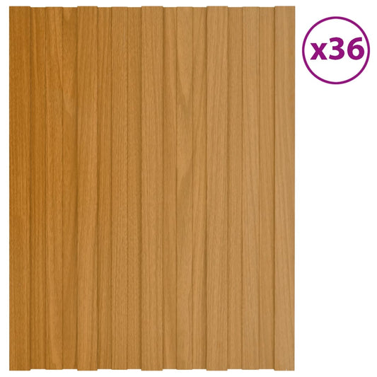 Painel de telhado 36 pcs 60x45 cm aço galvanizado natural