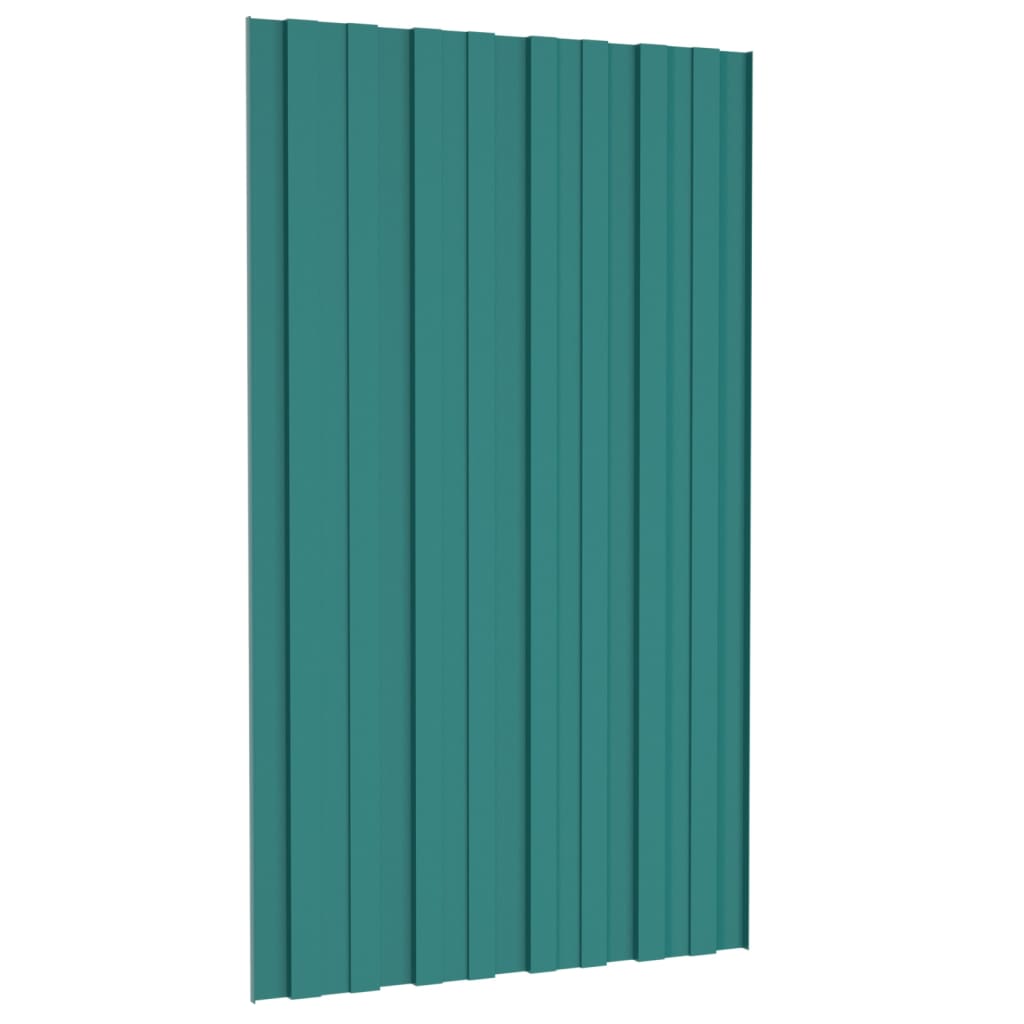 Painéis de telhado 12 pcs 80x45 cm aço galvanizado verde