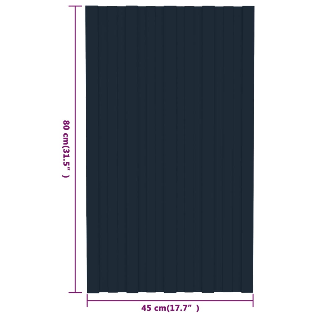 Painéis de telhado 36 pcs 80x45 cm aço galvanizado antracite