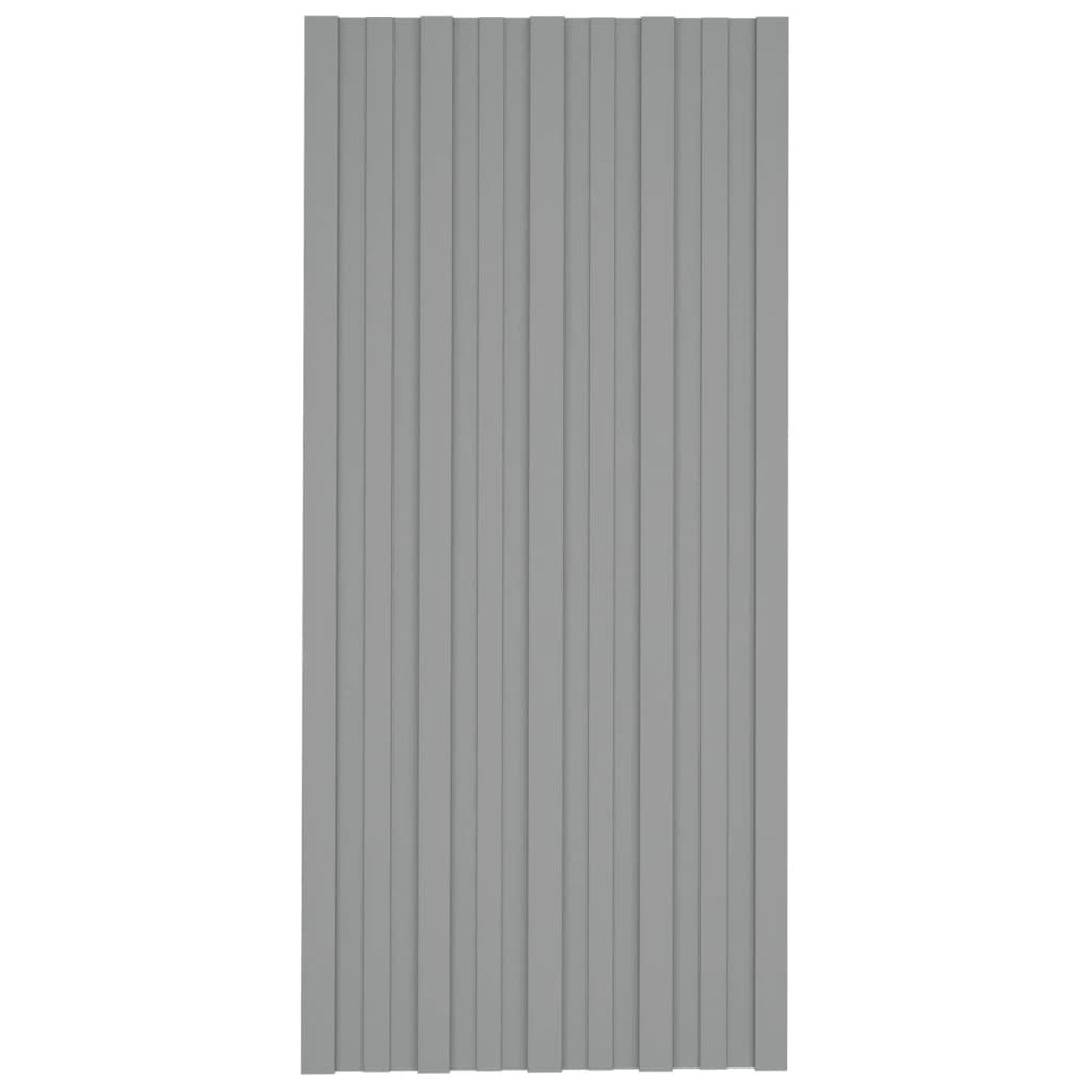 Painéis de telhado 12 pcs 100x45 cm aço galvanizado cinzento