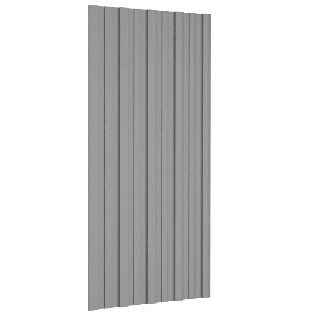 Painéis de telhado 12 pcs 100x45 cm aço galvanizado cinzento