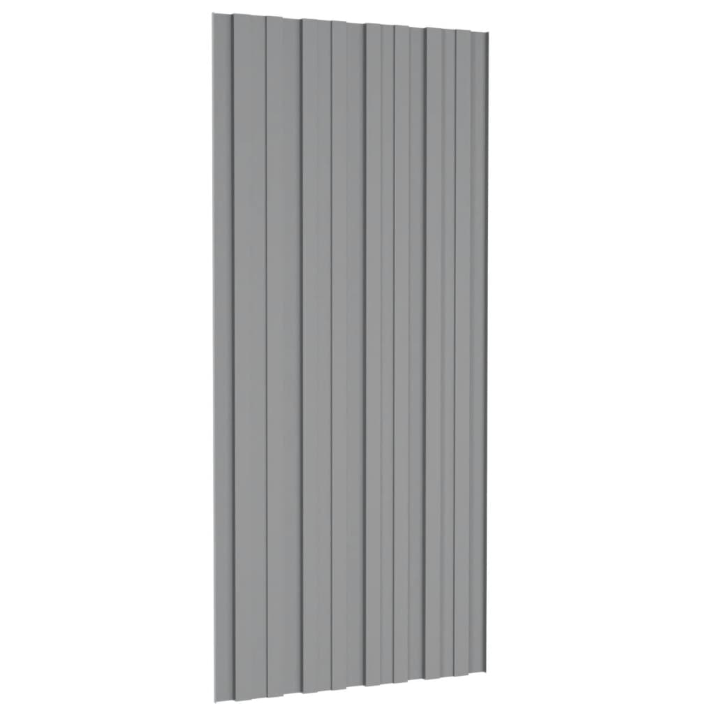 Painéis de telhado 12 pcs 100x45 cm aço galvanizado cinzento