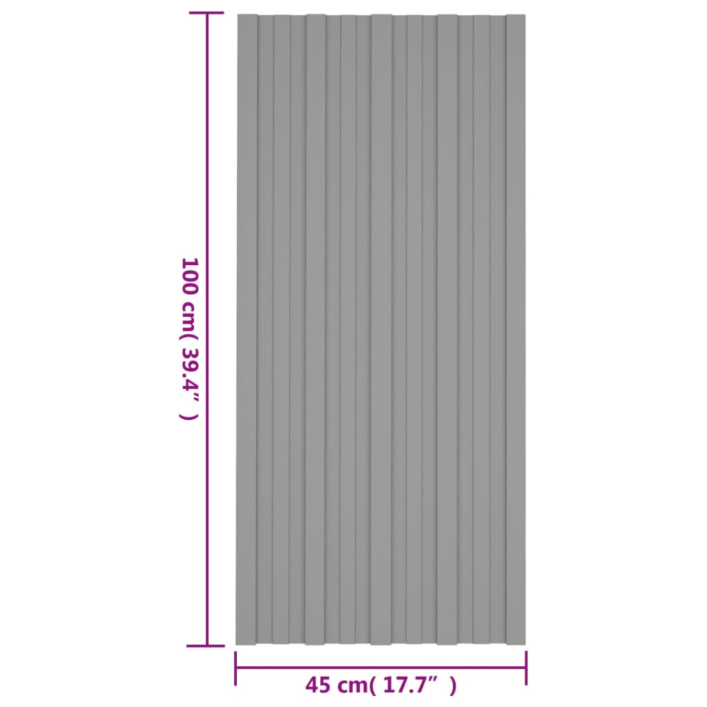 Painéis de telhado 12 pcs 100x45 cm aço galvanizado cinzento