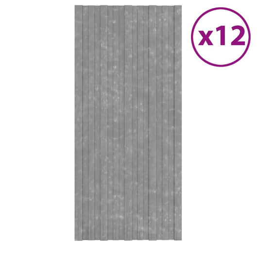 Painéis de telhado 12 pcs 100x45 cm aço galvanizado prateado