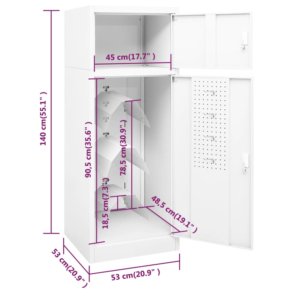 Armário para selas 53x53x140 cm aço branco