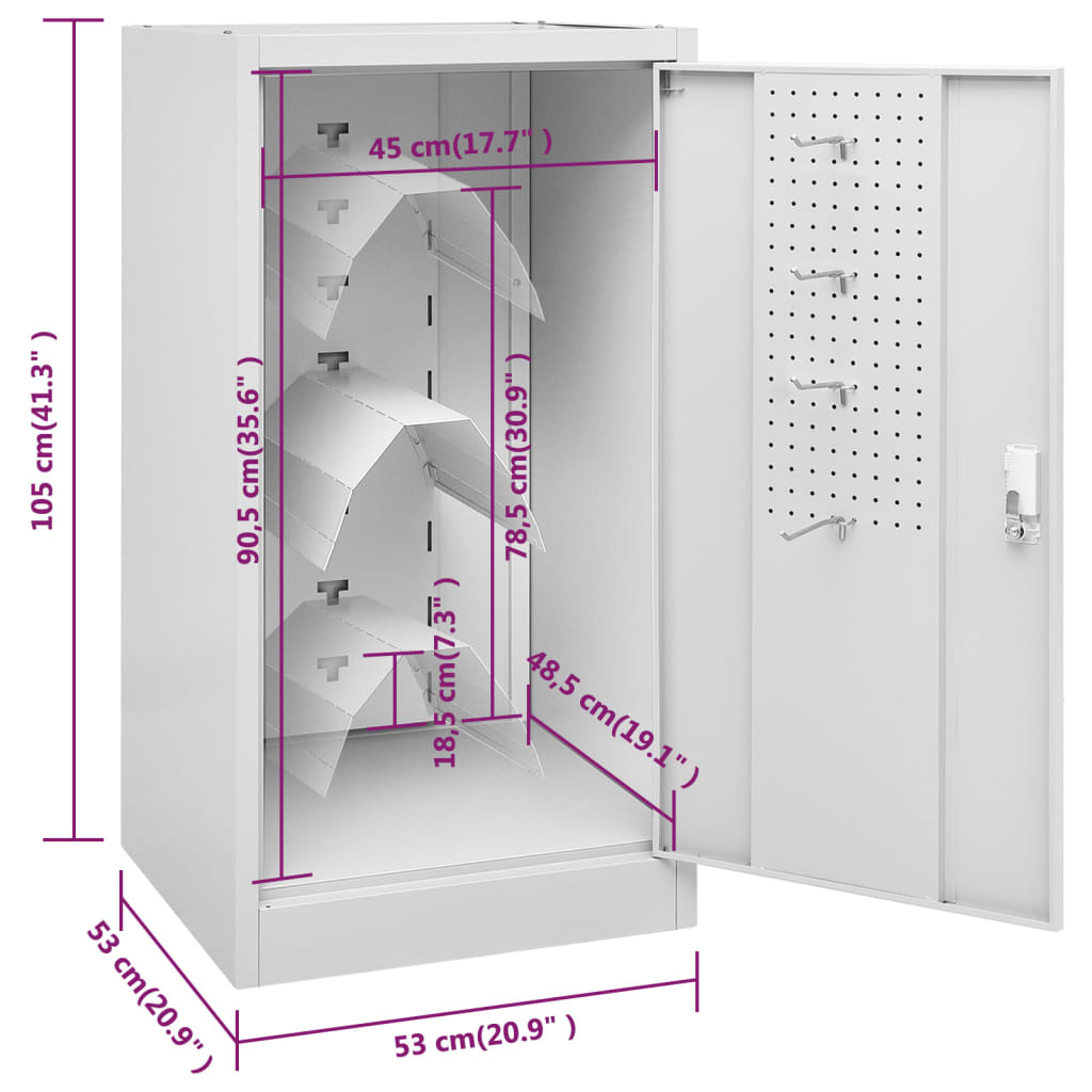 Armário para selas 53x53x105 cm aço cinza-claro