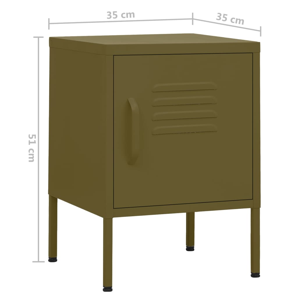 Mesas de cabeceira 2 pcs 35x35x51 cm aço verde-azeitona