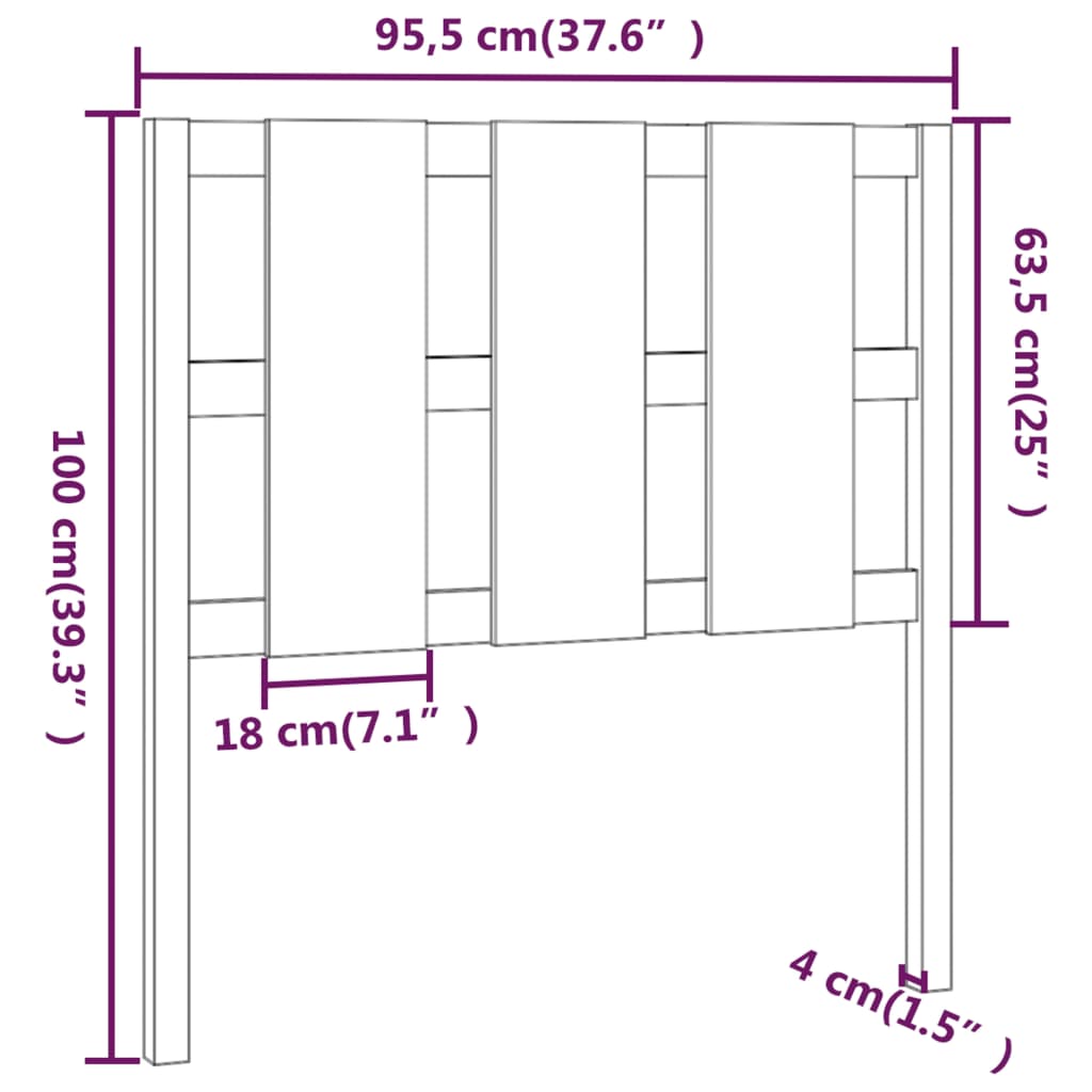 Cabeceira de cama 95,5x4x100 cm pinho maciço