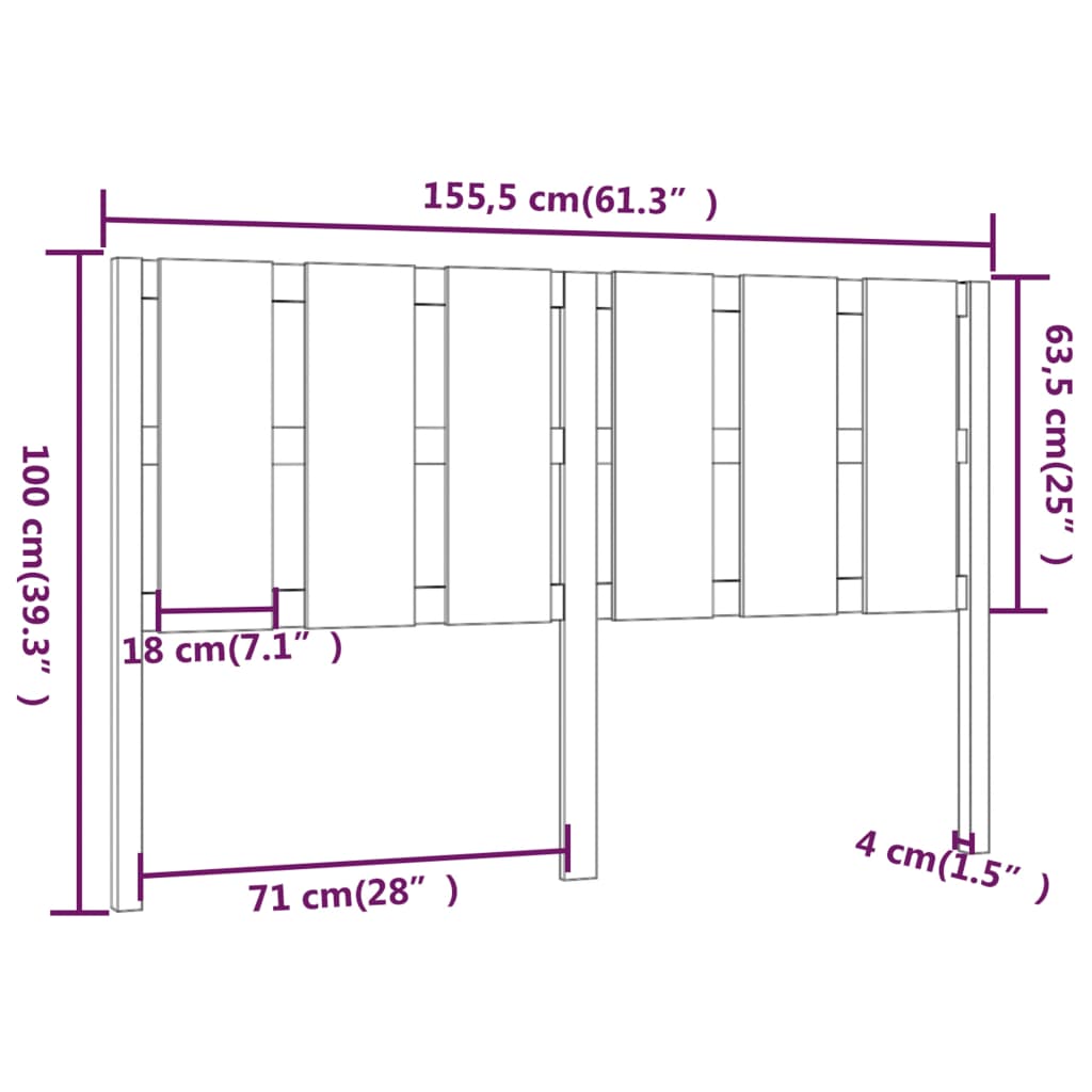 Cabeceira de cama 155,5x4x100 cm pinho maciço castanho mel