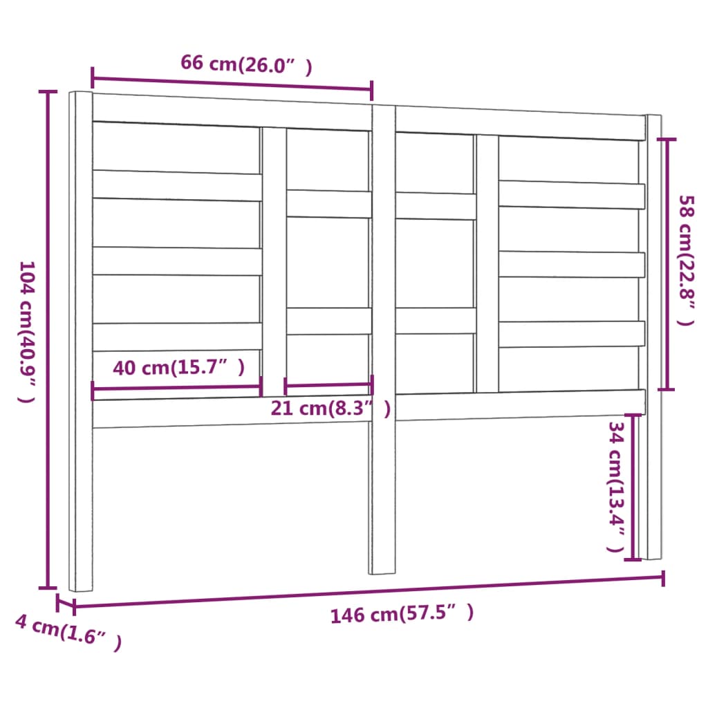 Cabeceira de cama 146x4x104 cm pinho maciço