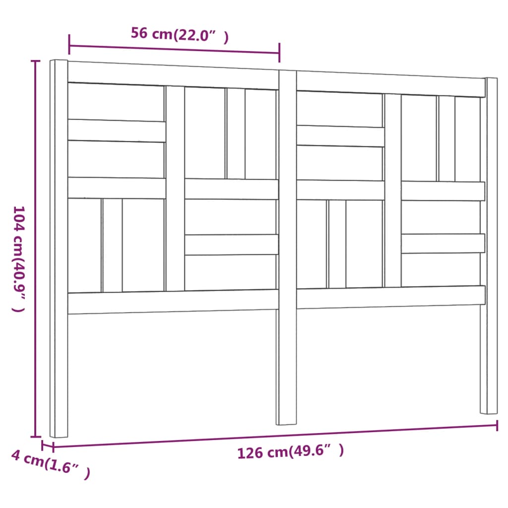 Cabeceira de cama 126x4x104 cm pinho maciço