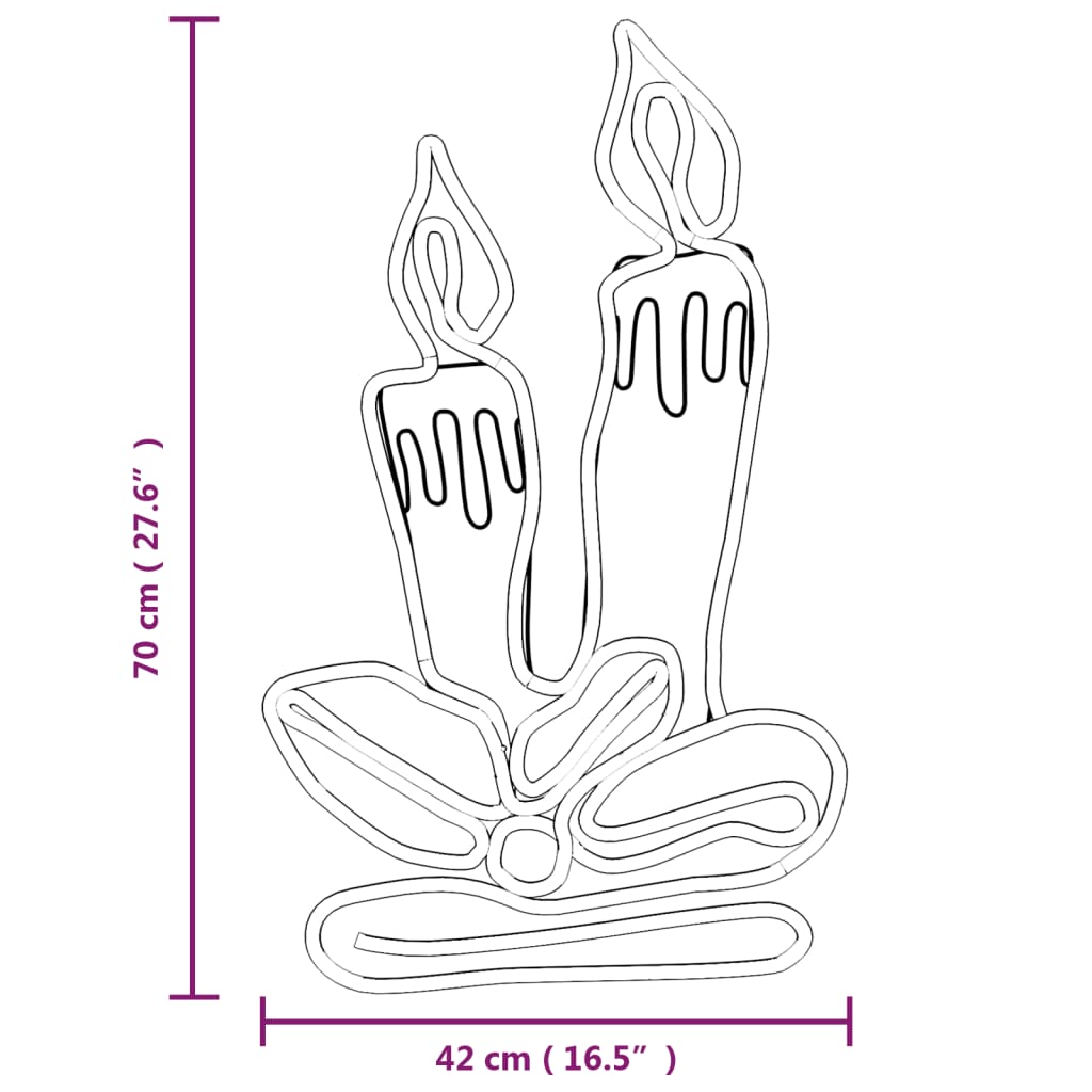 Figura de velas de Natal com 144 luzes LED 70x42 cm