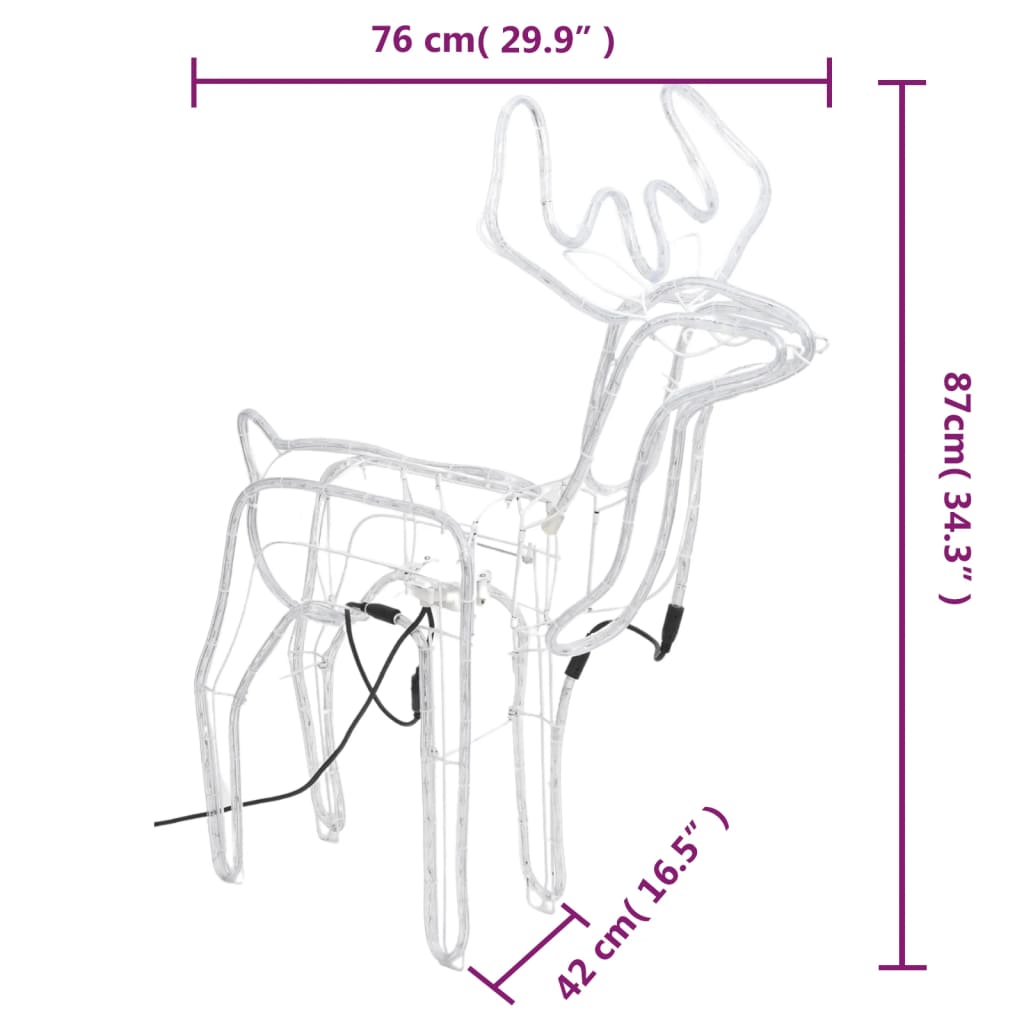 Figura rena de Natal c/ cabeça móvel 76x42x87 cm branco frio