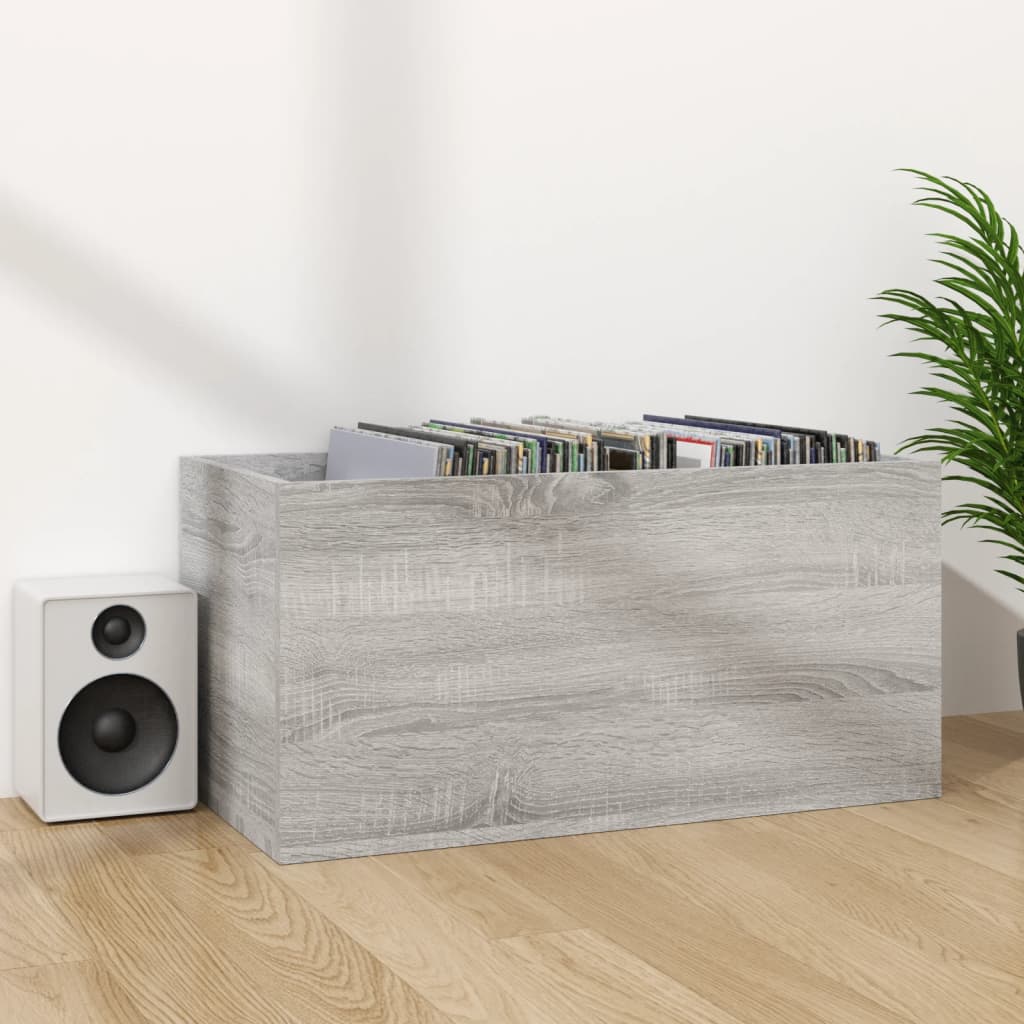 Caixa discos vinil 71x34x36cm derivados madeira cinzento sonoma