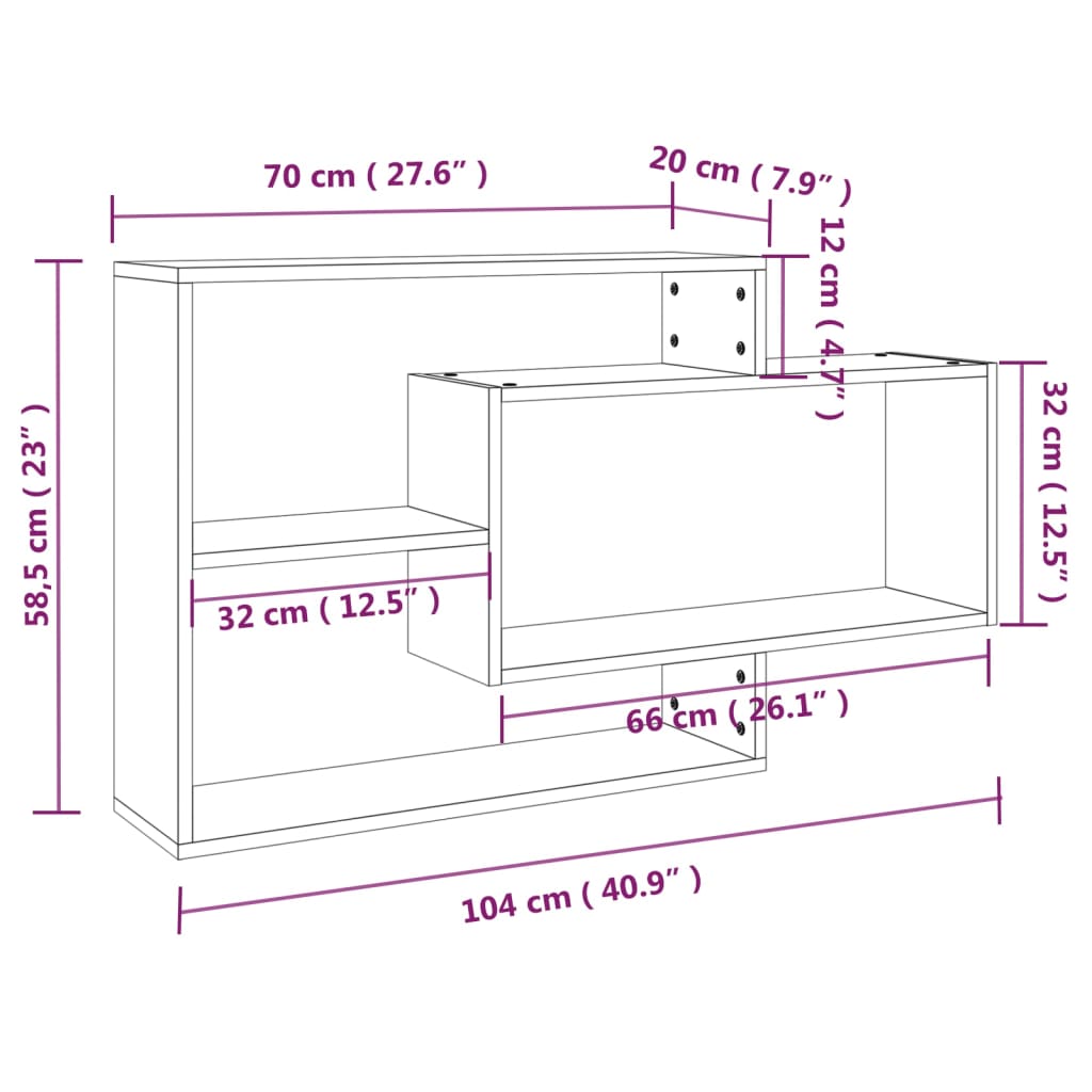 Estante 104x20x58,5 cm derivados de madeira cinzento sonoma