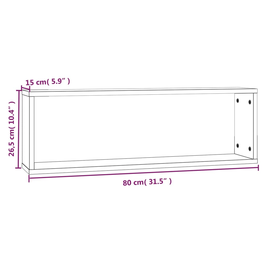 Prateleiras em cubo 2 pcs derivados de madeira carvalho fumado