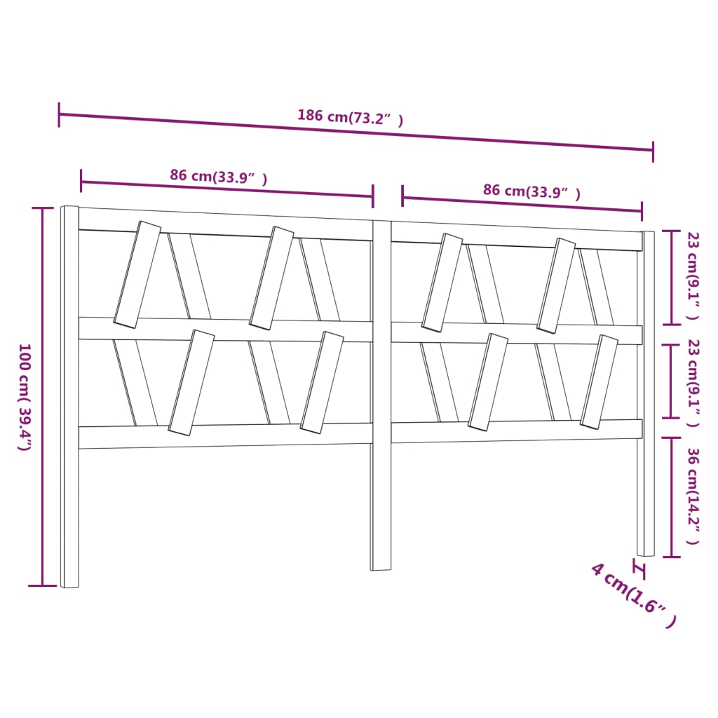 Cabeceira de cama 186x4x100 cm pinho maciço branco