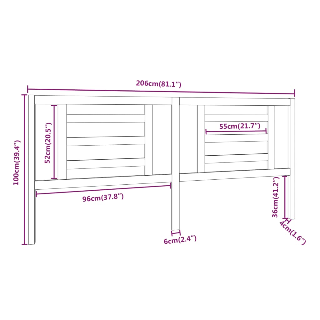 Cabeceira de cama 206x4x100 cm pinho maciço branco