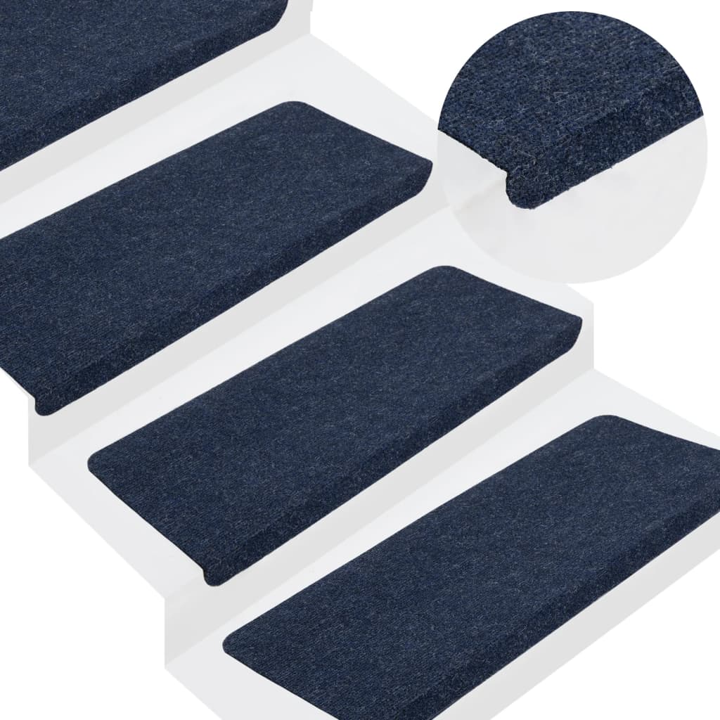 Tapetes de escada autoadesivos 15 pcs 65x24,5x3,5 cm azul