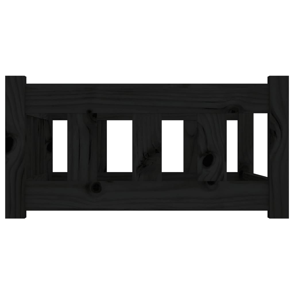 Cama para cães 75,5x55,5x28 cm madeira de pinho maciça preto