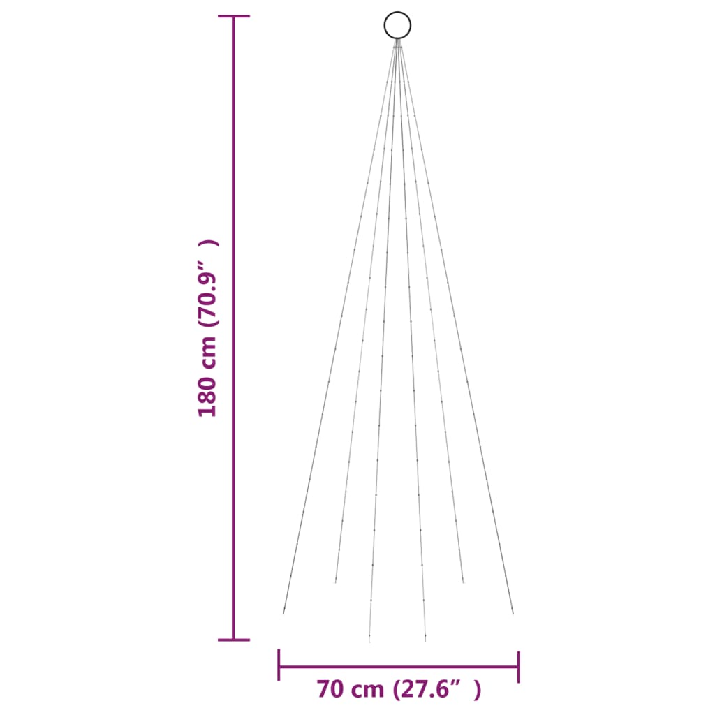 Árvore de Natal mastro de bandeira 108 LEDs 180cm branco frio