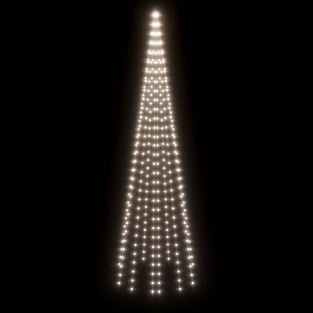 Árvore de Natal mastro de bandeira 310 LEDs 300 cm branco frio