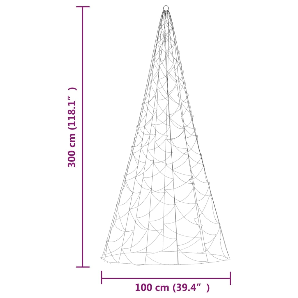 Árvore de Natal mastro de bandeira 500 LEDs 300cm branco quente