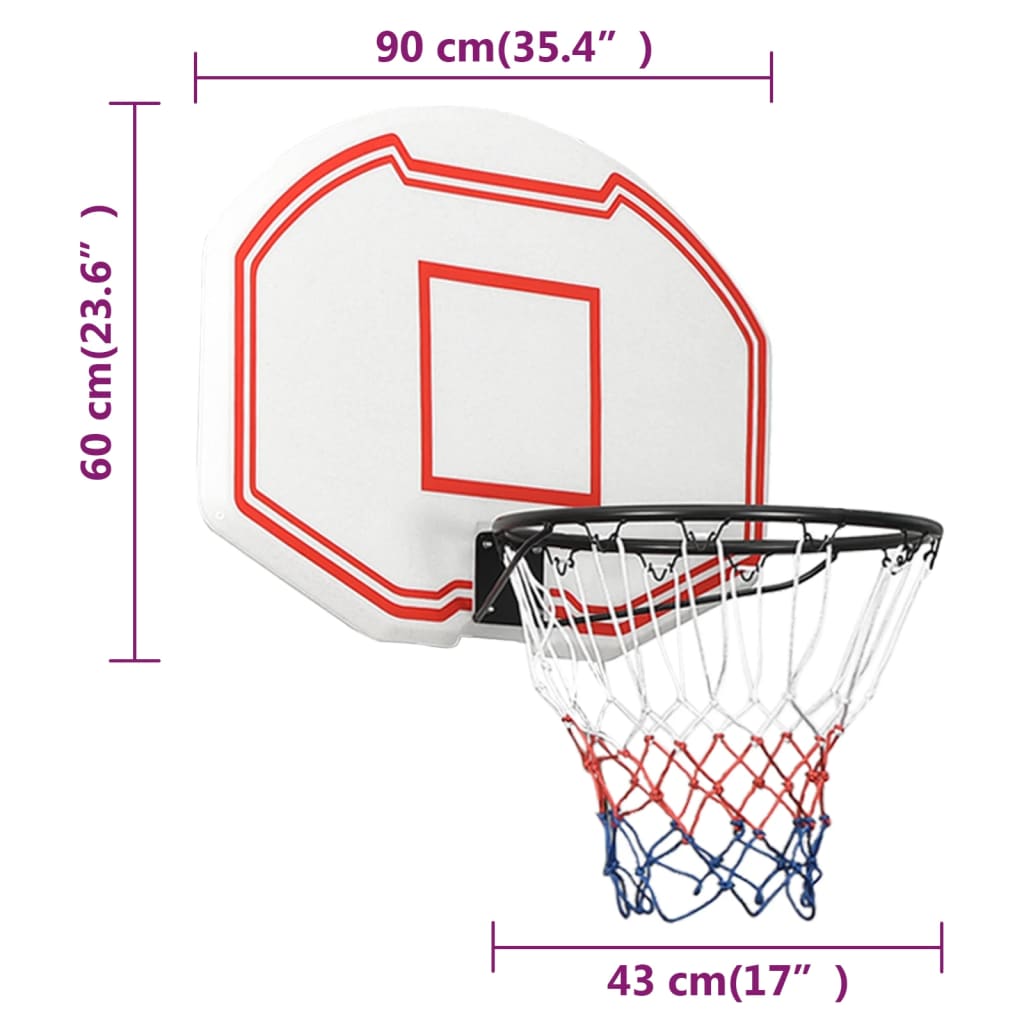 Tabela de basquetebol 90x60x2 cm polietileno branco