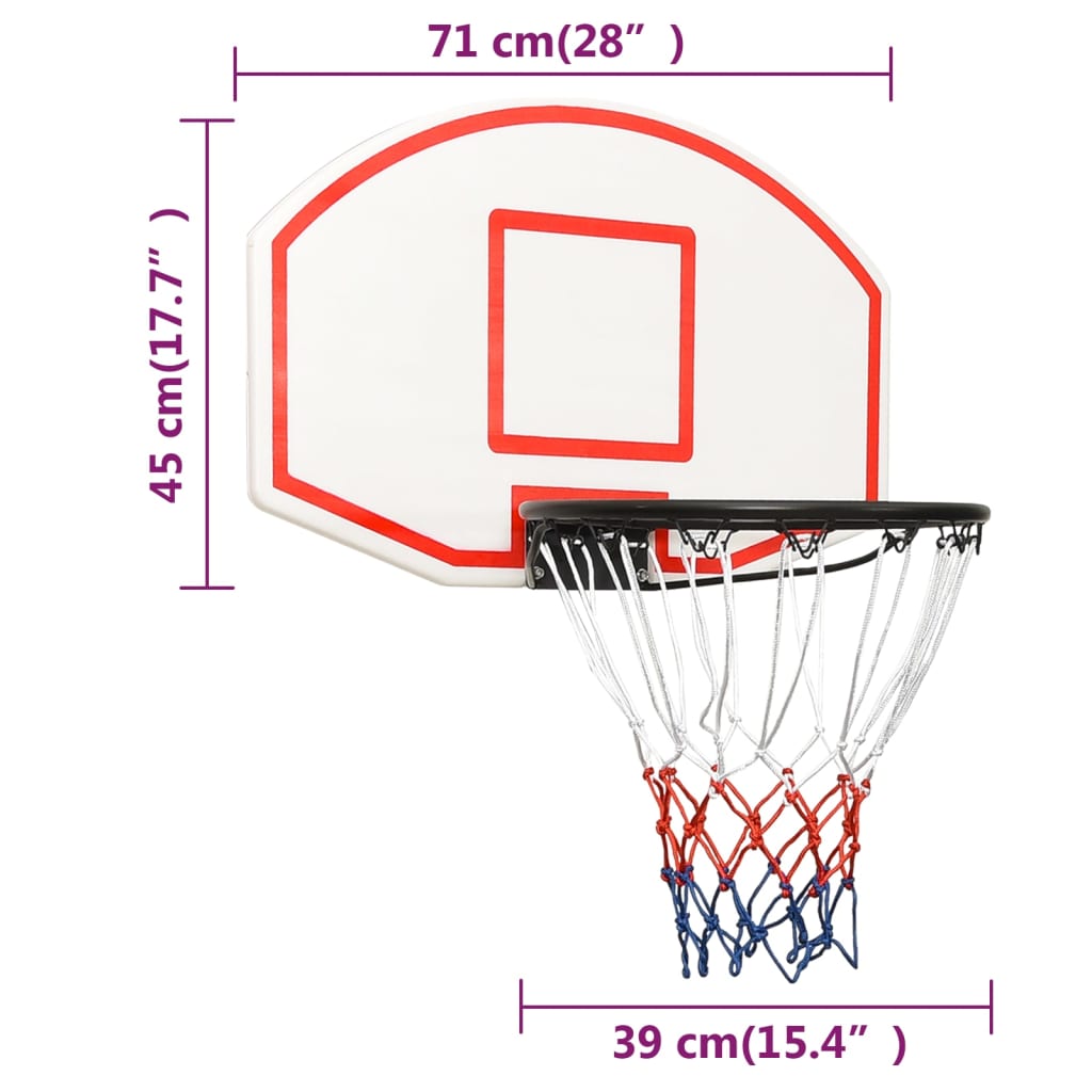 Tabela de basquetebol 71x45x2 cm polietileno branco