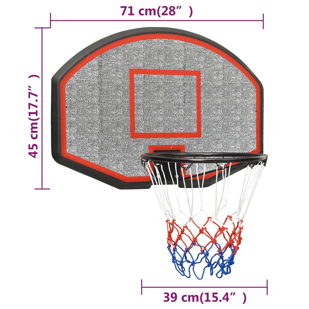 Tabela de basquetebol 71x45x2 cm polietileno preto