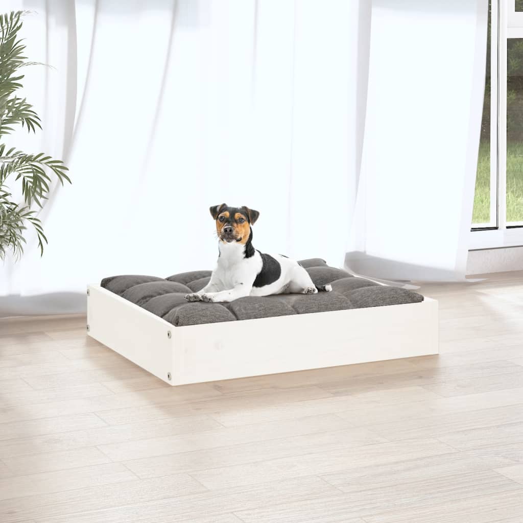 Cama para cães 51,5x44x9 cm madeira de pinho maciça branco