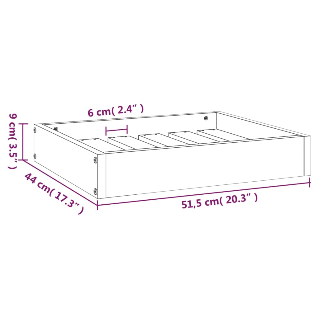 Cama para cães 51,5x44x9 cm madeira de pinho maciça branco