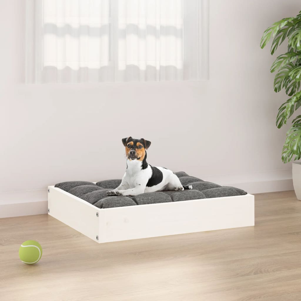 Cama para cães 51,5x44x9 cm madeira de pinho maciça branco