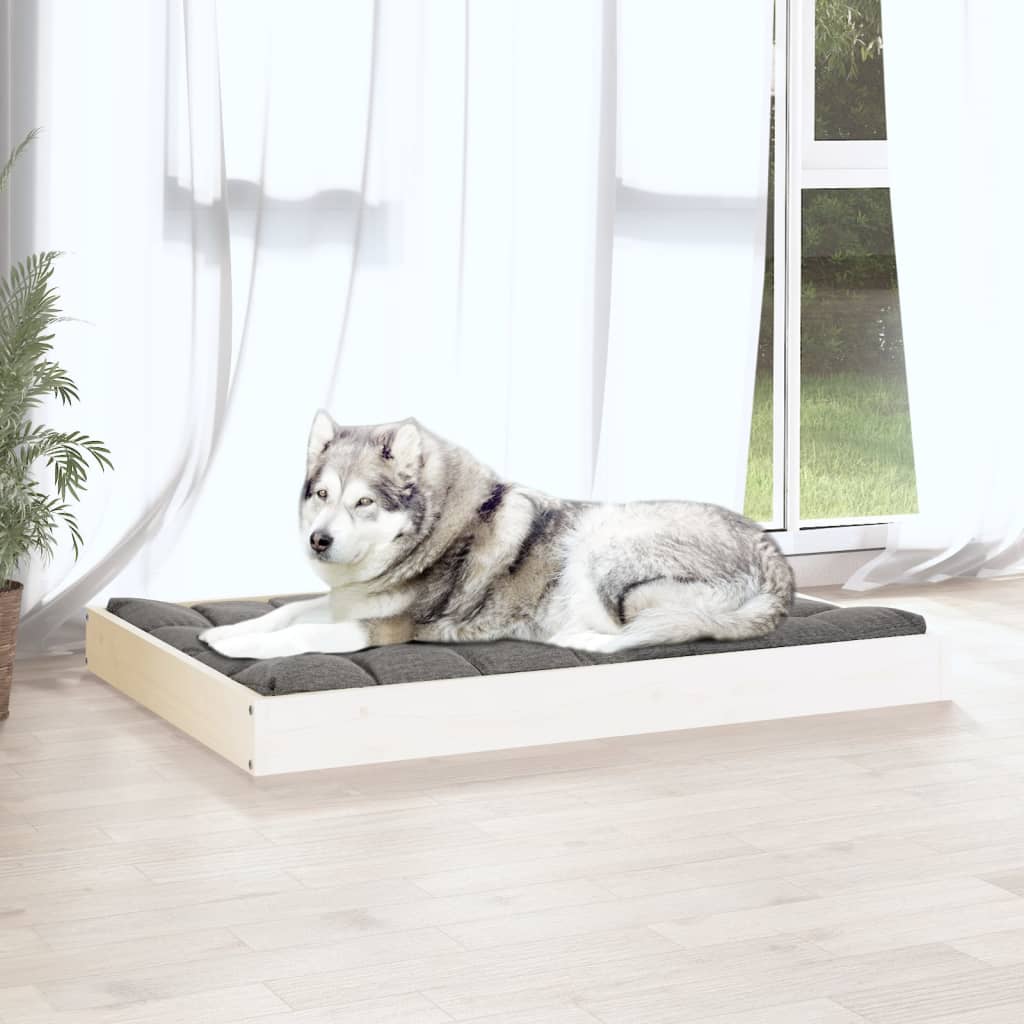 Cama para cães 101,5x74x9 cm madeira de pinho maciça branco