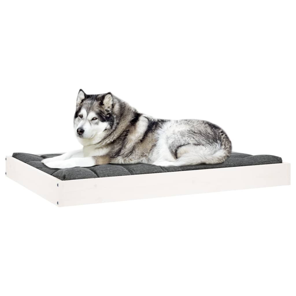 Cama para cães 101,5x74x9 cm madeira de pinho maciça branco