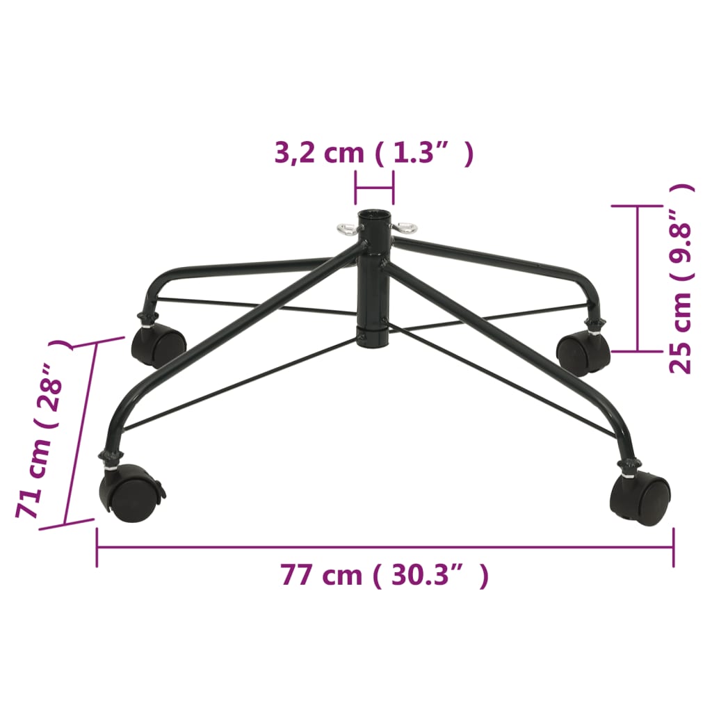 Suporte para árvore de Natal com rodas 77x71x25 cm