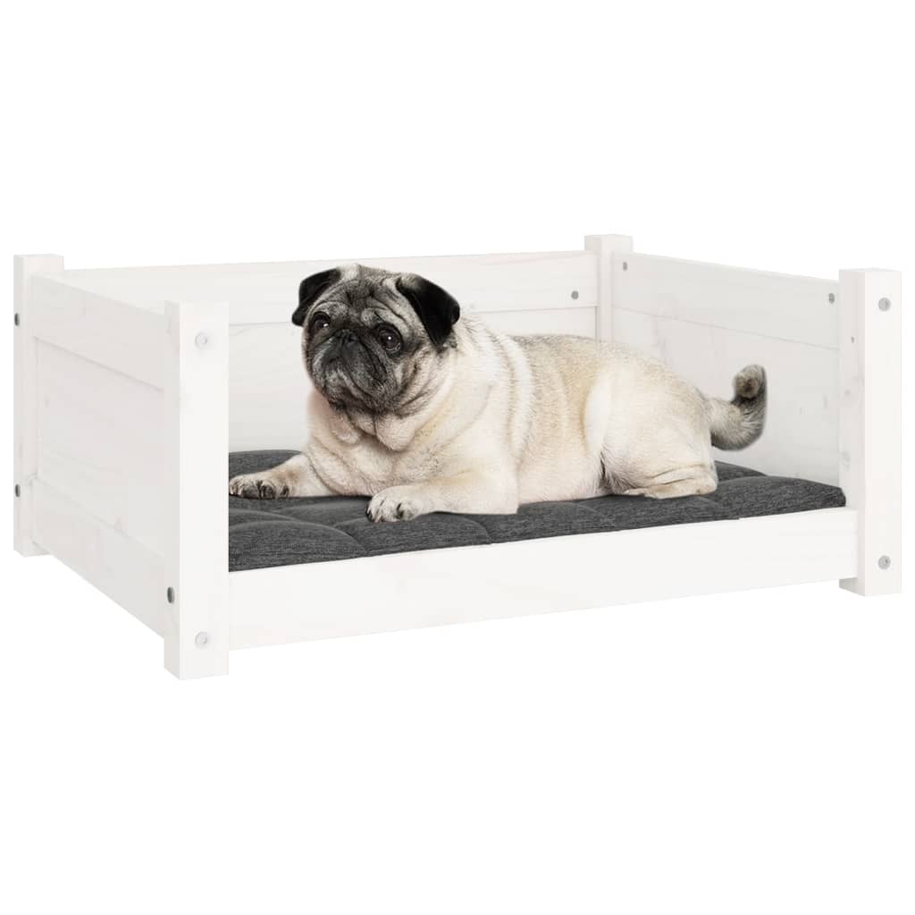 Cama para cães 65,5x50,5x28 cm madeira de pinho maciça branco