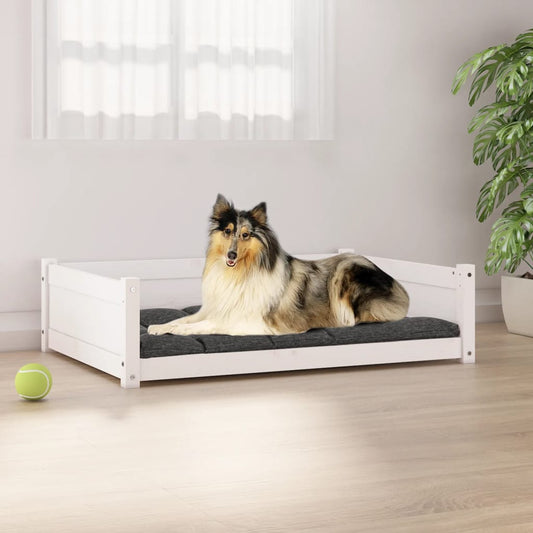 Cama para cães 95,5x65,5x28 cm madeira de pinho maciça branco