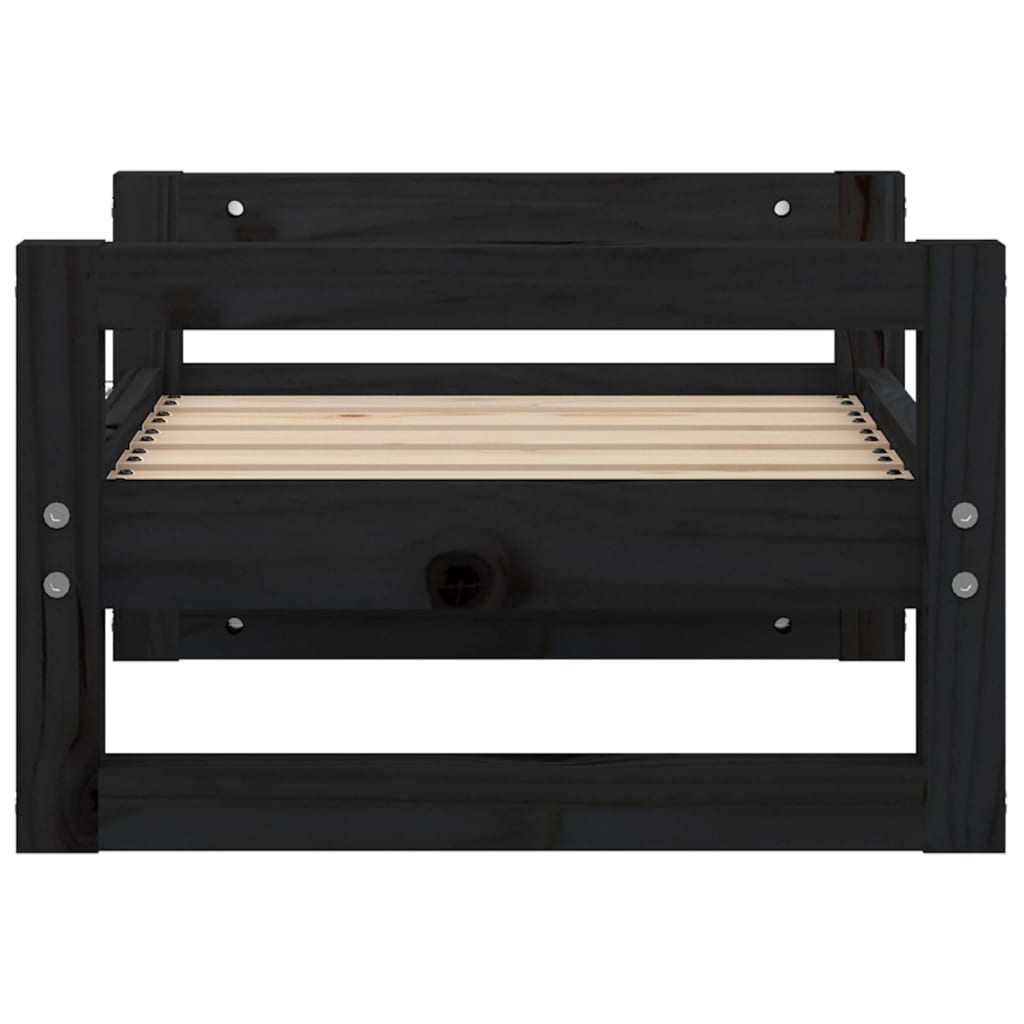 Cama para cães 55,5x45,5x28 cm madeira de pinho maciça preto