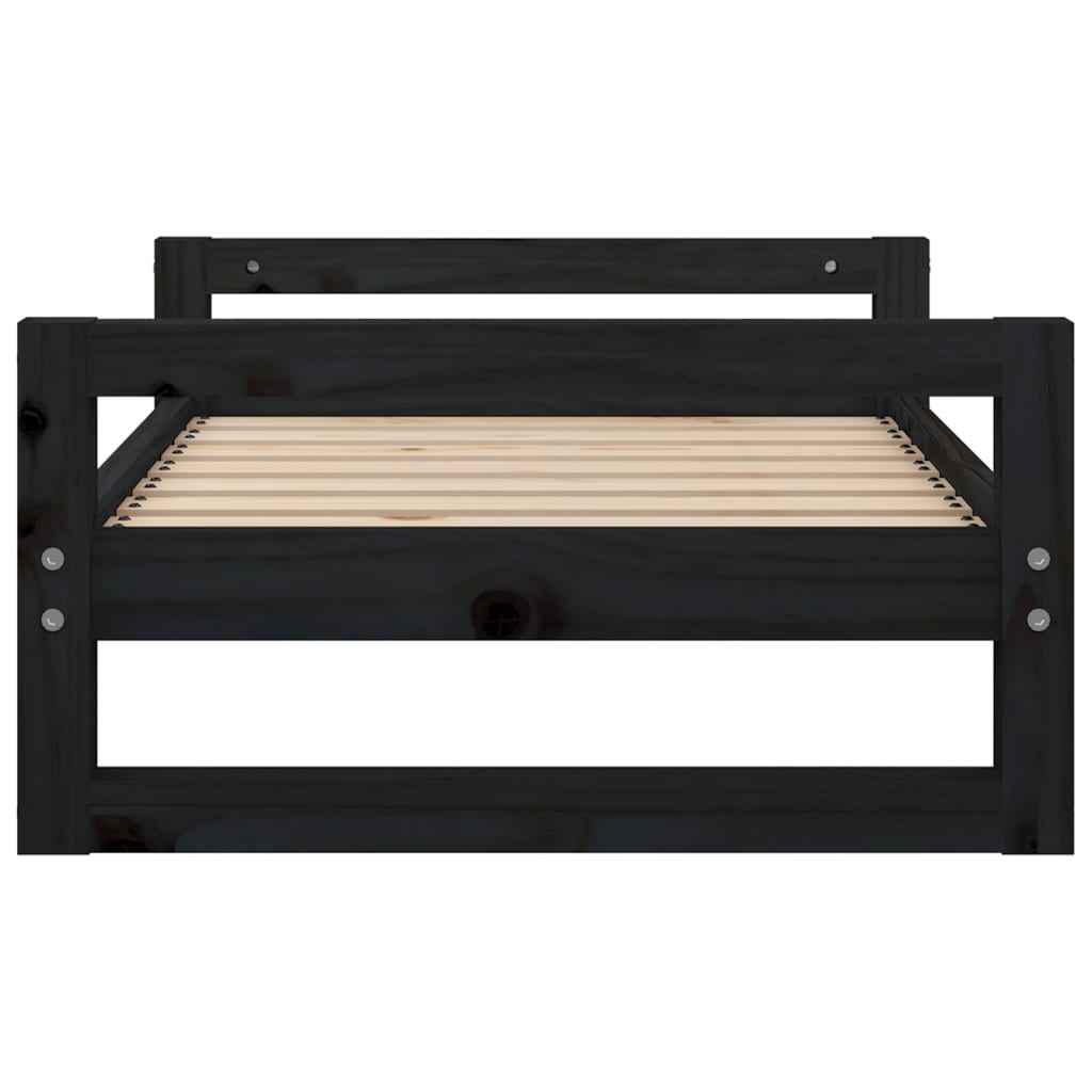 Cama para cães 75,5x55,5x28 cm madeira de pinho maciça preto