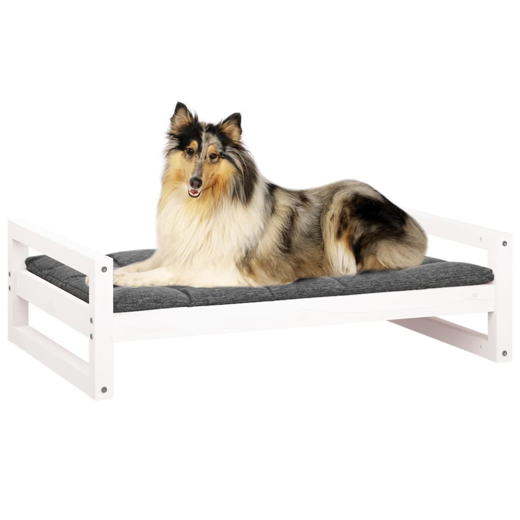 Cama para cães 95,5x65,5x28 cm madeira de pinho maciça branco