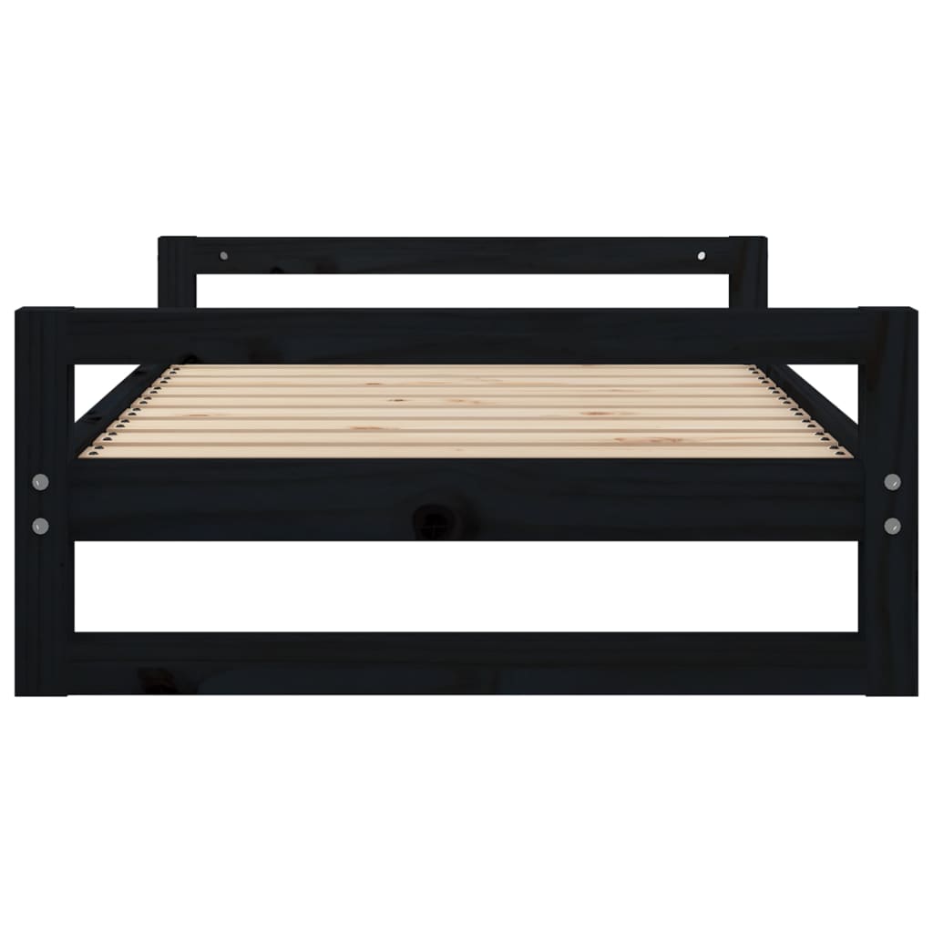 Cama para cães 95,5x65,5x28 cm madeira de pinho maciça preto