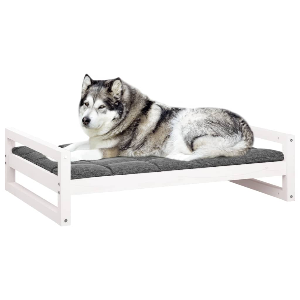 Cama para cães 105,5x75,5x28 cm madeira de pinho maciça branco