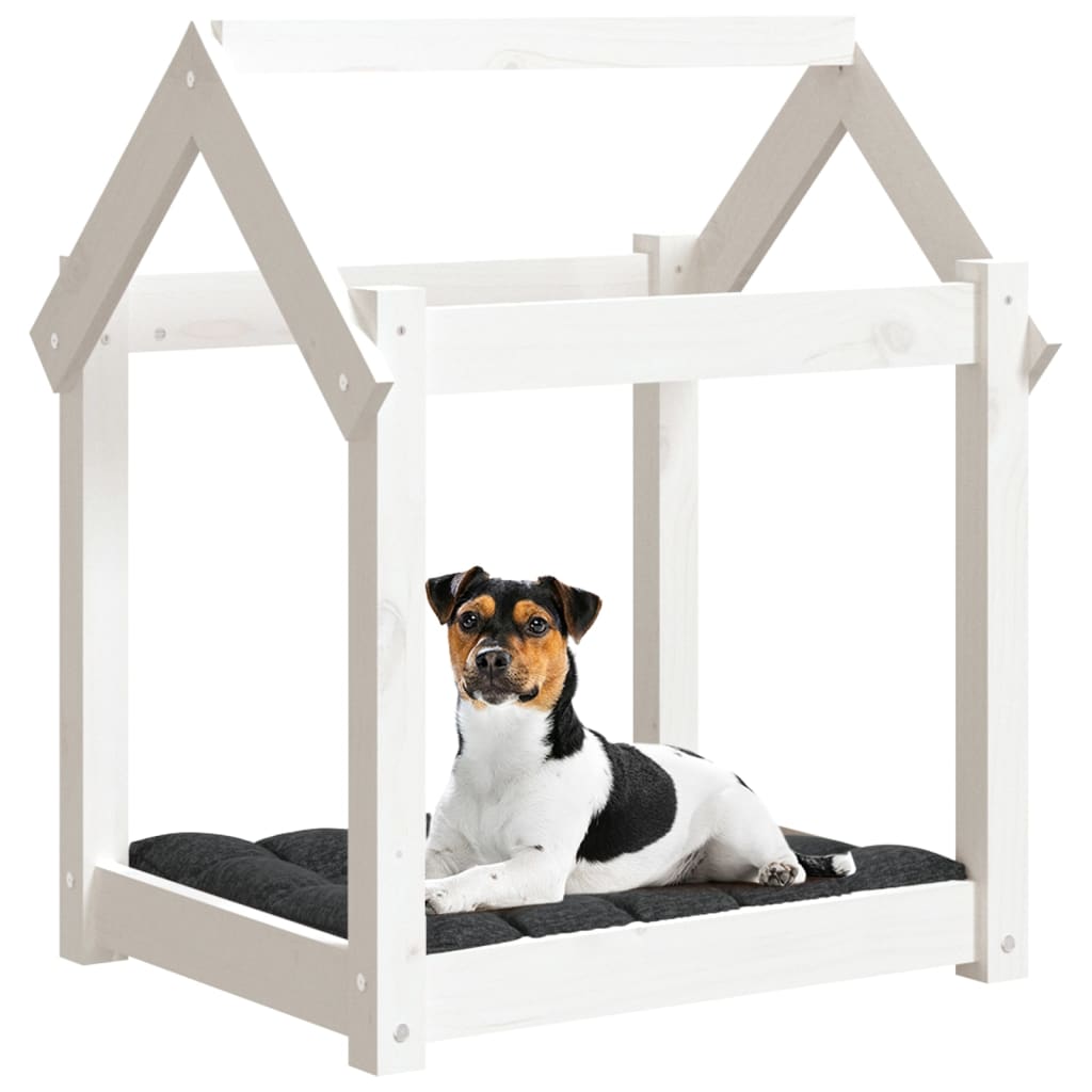 Cama para cães 61 x 50 x 70 cm madeira de pinho maciça branco