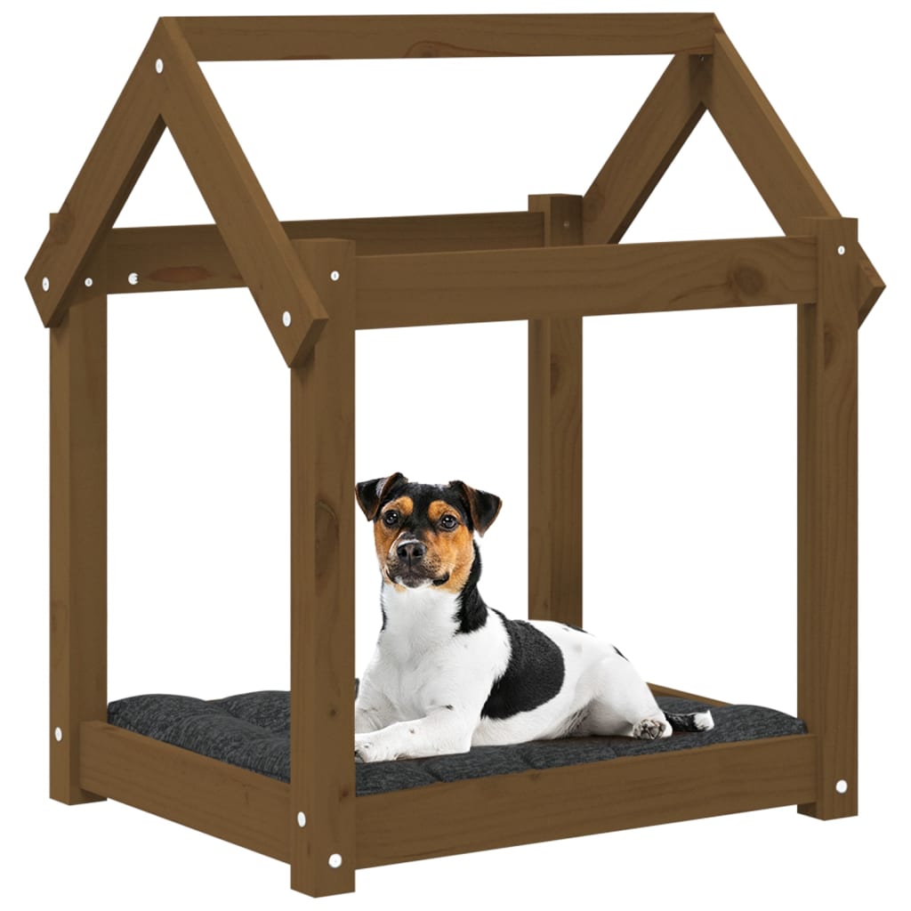 Cama para cães 61x50x70 cm pinho maciço castanho mel