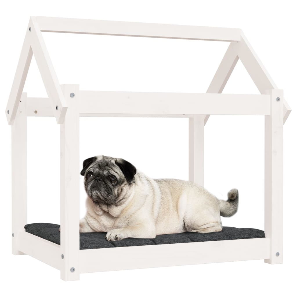 Cama para cães 71x55x70 cm madeira de pinho maciça branco