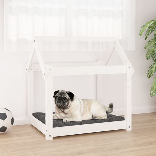 Cama para cães 71x55x70 cm madeira de pinho maciça branco