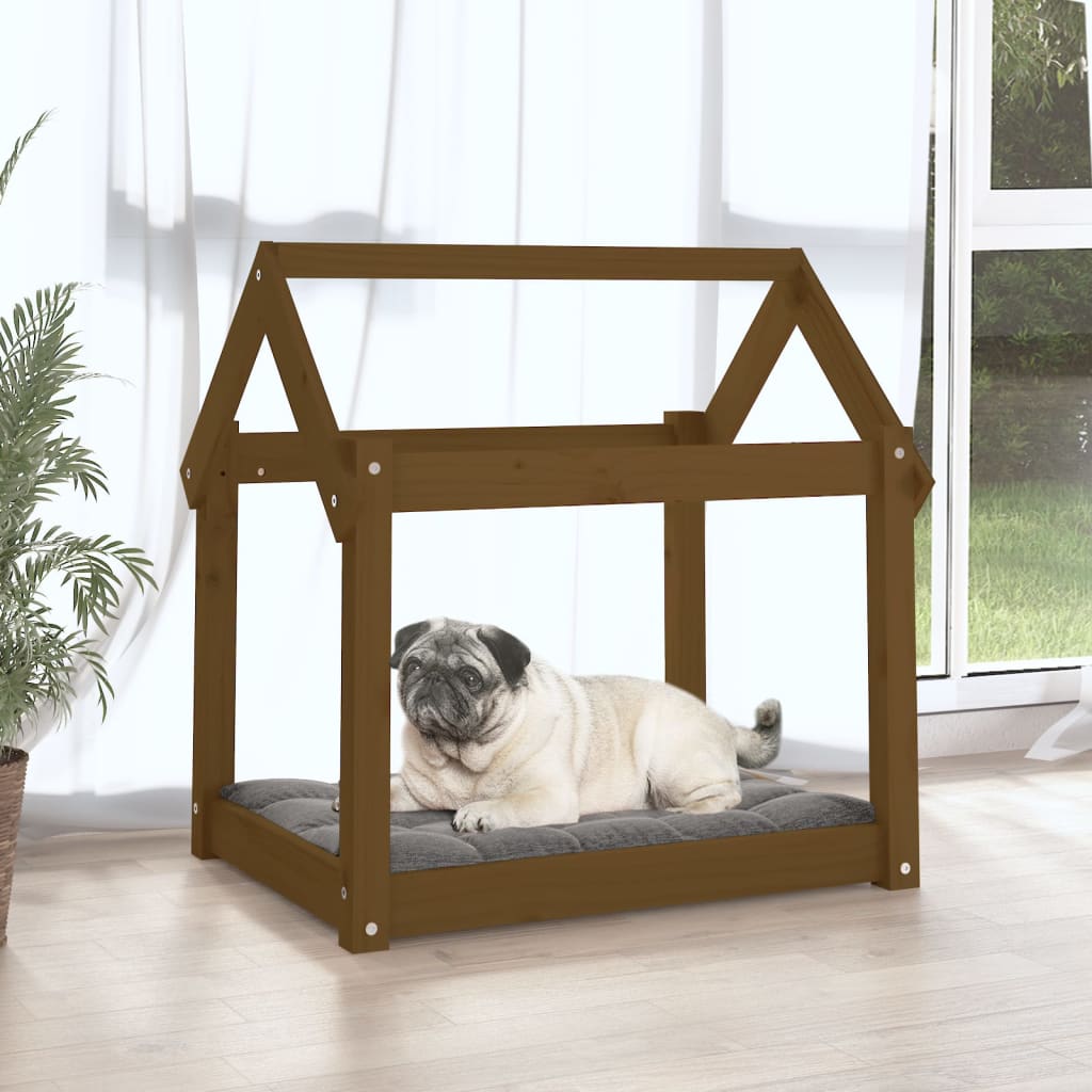 Cama para cães 71x55x70 cm pinho maciço castanho mel