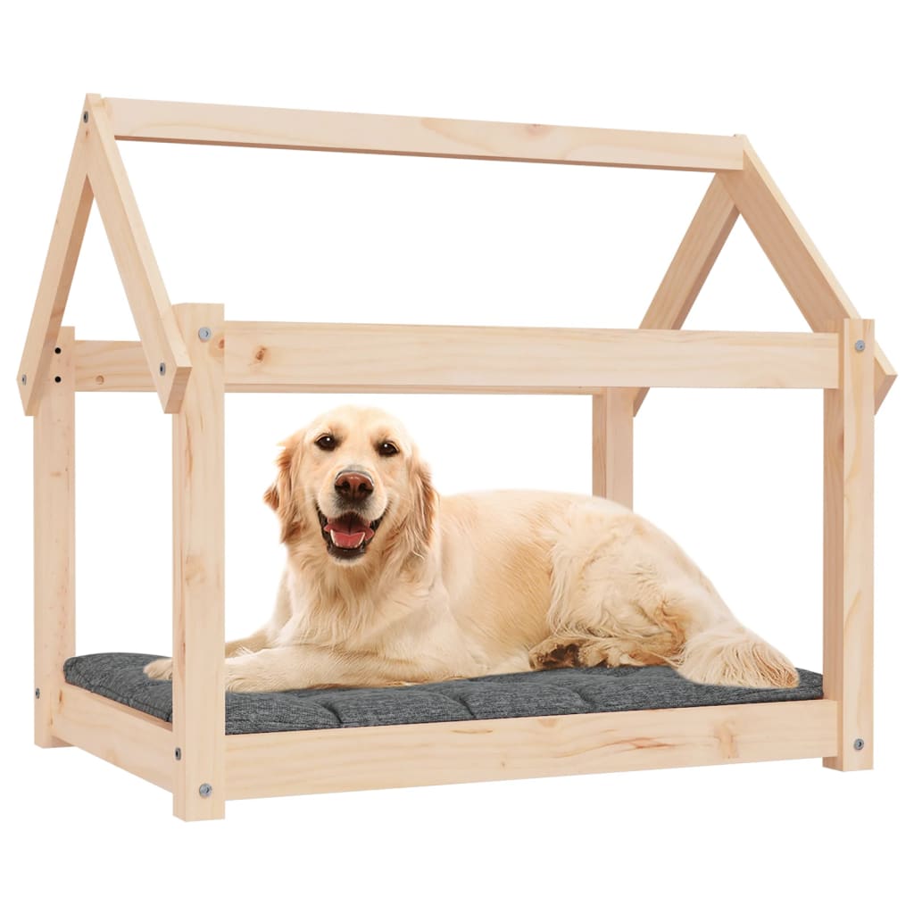 Cama para cães 81x60x70 cm madeira de pinho maciça