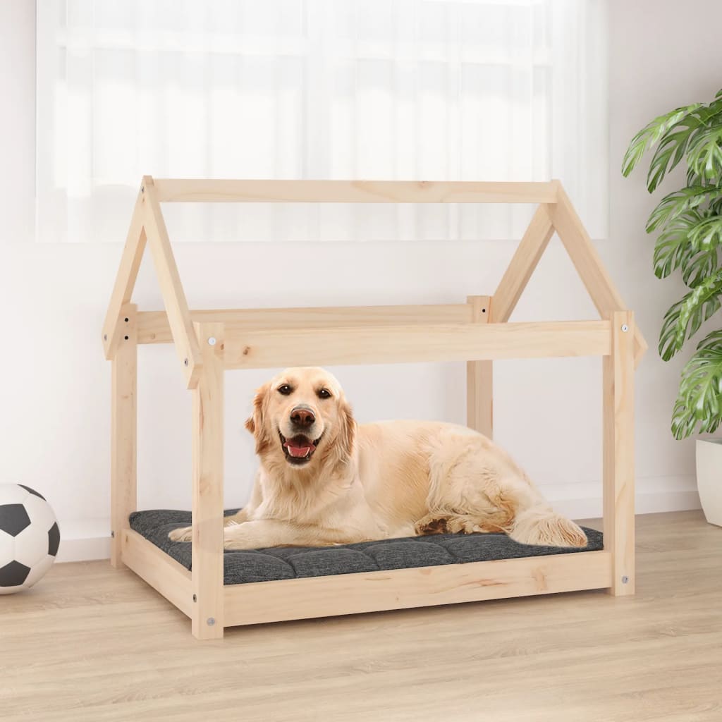 Cama para cães 81x60x70 cm madeira de pinho maciça